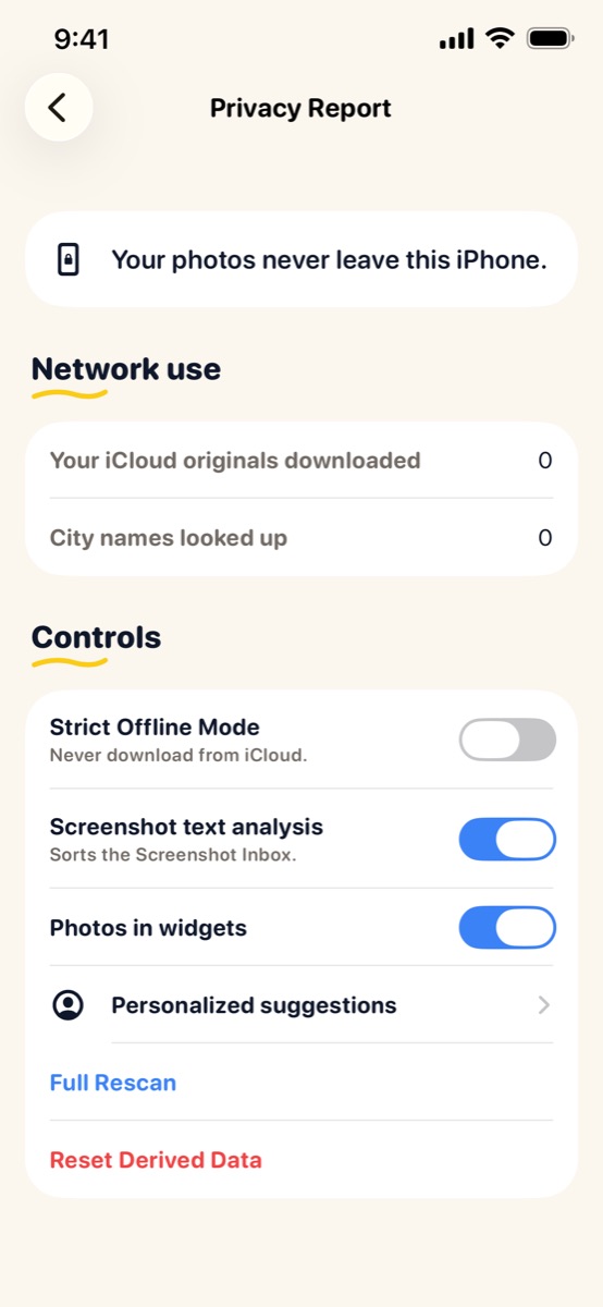 Privacy Report: what was analyzed and where each result is kept